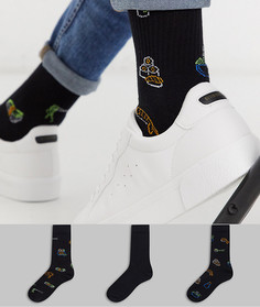 3 пары спортивных носков с рисунками суши ASOS DESIGN-Черный