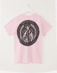 Футболка в стиле oversized с принтом HNR LDN-Розовый Honour