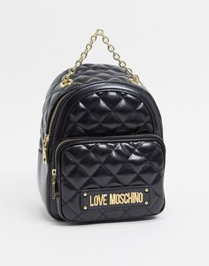 Черный стеганый рюкзак с цепочкой Love Moschino