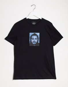 Черная футболка с принтом Post Malone на груди Bershka-Черный