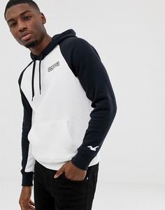 Черно-белый худи колор блок с логотипом Hollister