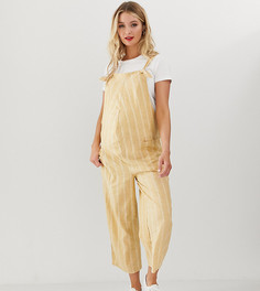 Желтый льняной комбинезон в полоску New Look Maternity-Черный