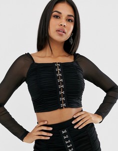 Черный комбинируемый кроп-топ с квадратным вырезом ASOS DESIGN
