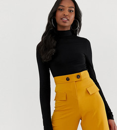 Черный лонгслив с высоким воротом ASOS DESIGN Tall