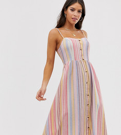 Льняное платье миди в полоску New Look Tall-Мульти