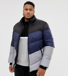 Пальто колор блок со светоотражающими вставками River Island Big & Tall-Темно-синий