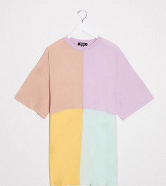 Платье-рубашка oversized колор блок Missguided plus-Мульти