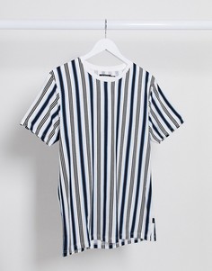 Белая футболка в темно-синюю вертикальную полоску Burton Menswear-Белый