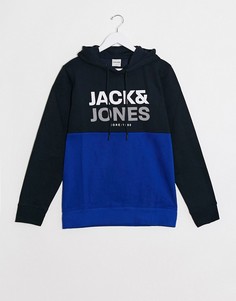 Худи без застежки со вставками Jack & Jones-Синий