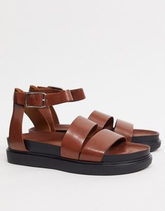 Светло-коричневые кожаные сандалии с двойными ремешками Vagabond-Светло-коричневый