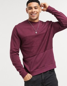 Бордовый свитшот с флисовой вставкой ASOS DESIGN-Красный