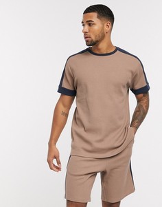 Шорты и футболка для дома из вафельного трикотажа со вставками ASOS DESIGN-Мульти