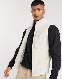 Светло-коричневый флисовый жилет с нейлоновыми карманами ASOS DESIGN