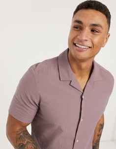Розовая рубашка классического кроя из жатой ткани ASOS DESIGN-Розовый