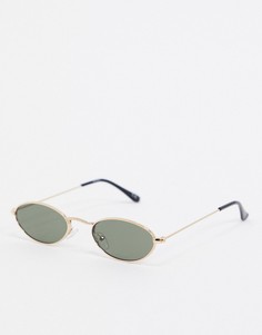 Овальные солнцезащитные очки в стиле 90-х в золотистой металлической оправе ASOS DESIGN-Золотой