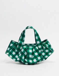 Зеленый клатч в клеточку со сборкой ASOS DESIGN