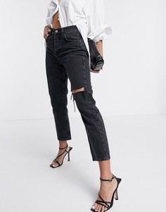 Черные джинсы со рваной отделкой Topshop-Черный