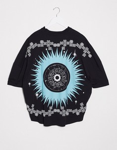 Футболка в стиле oversized с вышивкой на спине ASOS DESIGN-Черный