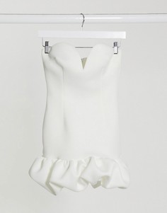 Платье мини цвета слоновой кости с вырезом сердечком True Violet-Белый