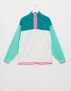 Флисовый oversized-свитшот с молнией ASOS DESIGN-Зеленый