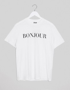 Футболка с принтом "bonjour" ASOS DESIGN-Черный