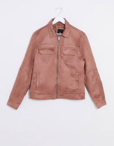 Розовая куртка в стиле вестерн из искусственной замши River Island-Розовый