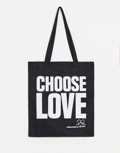Черная сумка-тоут с надписью "Choose Love" Help Refugees-Черный Asos Design