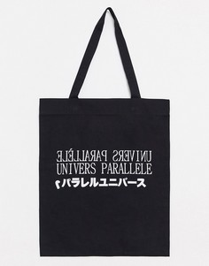 Черная сумка-тоут из органического хлопка с надписью ASOS DESIGN-Черный