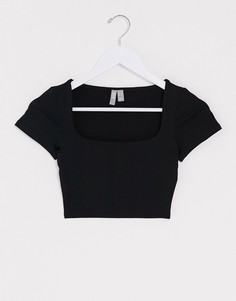 Черный кроп-топ с квадратным вырезом ASOS DESIGN