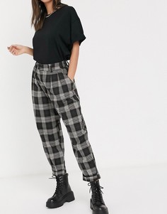 Темные свободные брюки в клетку Bershka-Мульти