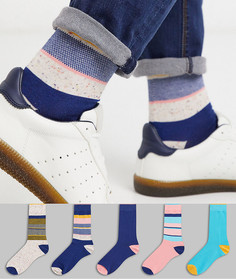 5 пар спортивных носков с яркими узорами ASOS DESIGN-Мульти