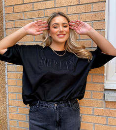 Oversized-футболка с вышивкой ASOS DESIGN Curve-Черный