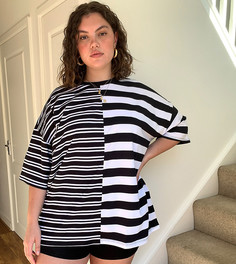 Oversized-футболка в полоску ASOS DESIGN Curve-Черный