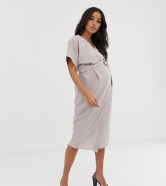 Платье миди с запахом ASOS DESIGN Maternity-Серый