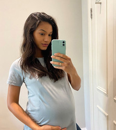 Сине-зеленая футболка из органического хлопка с круглым вырезом ASOS DESIGN Maternity-Зеленый