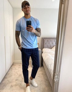 Суженные книзу брюки в полоску Burton Menswear-Темно-синий