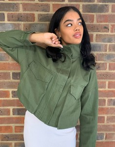 Короткая куртка в стиле oversized цвета хаки ASOS DESIGN-Зеленый
