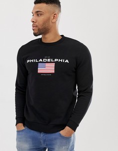 Черный свитшот с принтом ASOS DESIGN