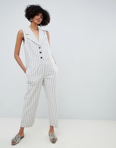 Комбинезон-смокинг в полоску с пуговицами ASOS DESIGN-Мульти