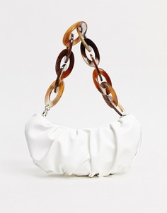 Белая сумка на плечо с драпировкой и резиновой цепочкой ASOS DESIGN-Белый