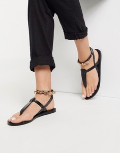 Кожаные сандалии с ремешком между пальцами ASOS DESIGN-Мульти
