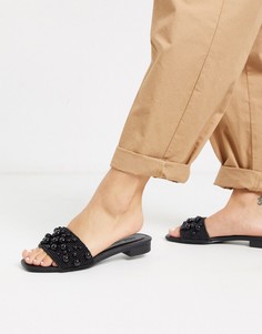 Черные сандалии-мюли с искусственным жемчугом ASOS DESIGN-Черный