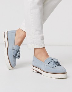 Синие замшевые лоферы на массивной подошве ASOS DESIGN-Синий