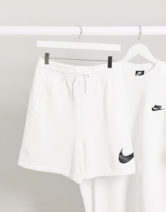Белые шорты с завышенной талией и логотипом-галочкой Nike-Белый
