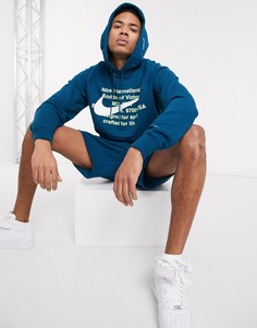 Худи сине-зеленого цвета с логотипом-галочкой Nike-Зеленый