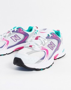 Бело-фиолетовые кроссовки New Balance 530-Розовый