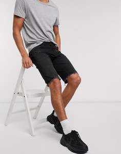 Черные длинные джинсовые шорты зауженного кроя ASOS DESIGN-Черный