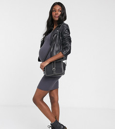 Темно-серое платье с V-образным вырезом и сборкой New Look Maternity-Серый