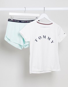 Пижама с белой футболкой и шортами мятного цвета Tommy Hilfiger-Белый