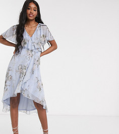 Платье макси с асимметричным краем и цветочным принтом ASOS DESIGN-Мульти